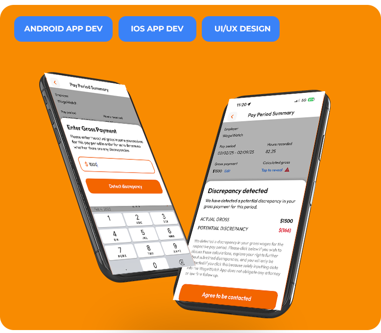 WageWatch app mockup screenshot